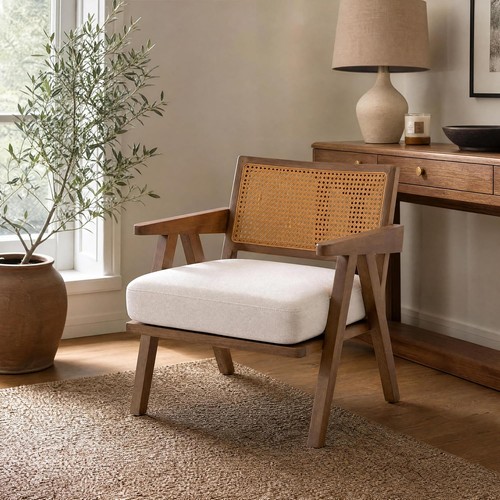 Rattan accent chair solid wood - chair,