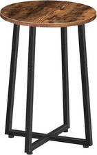 Side Table, Round End Accent Table with Sturdy X-Shaped Metal Frame, 15.7" Ro...