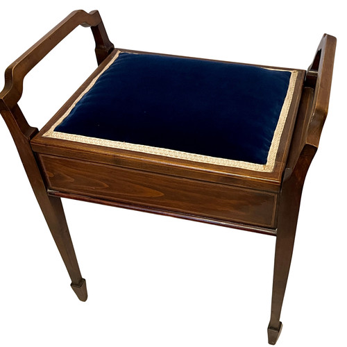 Edwardian mahogany piano stool - edwardian,