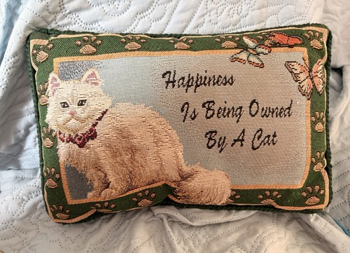 Vtg cat tapestry throw pillow - tapestry,