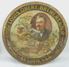 Louis Obert Brewery pre prohibition beer advertising tray factory scene St.