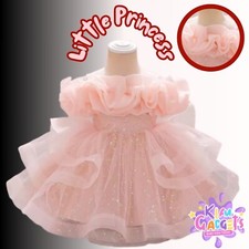 NEW LUXURY FLOWER GIRL DRESS Princess Gown Baby Party Wedding 1st Birthday Dress
