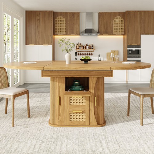 Round extendable dining table - round,