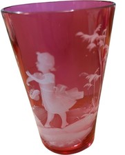 Mary Gregory Cranberry Etched
