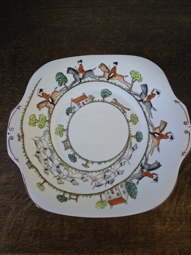 Coalport hunting scene cake - coalport,