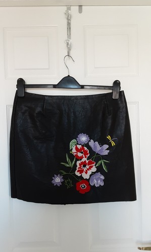 Pleather mini skirt - pleather, black