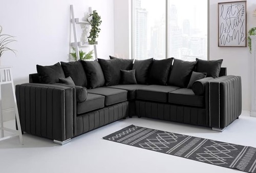 Layla black plush corner sofa - layla,