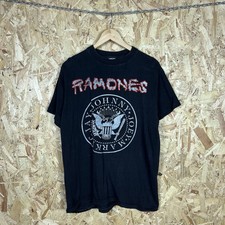 Vintage 80s Ramones Brain Drain Tour Rock Band T shirt L Black Short Sleeve