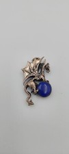 Art deco 925 Silver Dragon Cats Eye gemstone Pendant