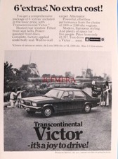 Vauxhall 'TRANSCONTINENTAL VICTOR' Motor Car Auto ADVERT - Original 1972/3 Print