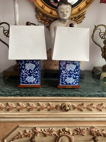 Pair blue white ceramic - blue,