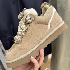UGG Lowmel Brown Suede Sheepskin Trainers Woman Christmas Gifts 2025 NEU