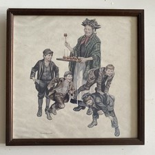 4x Vintage Framed Printed Victorian Street Games by Ronald Embleton 32 cm 32 cm