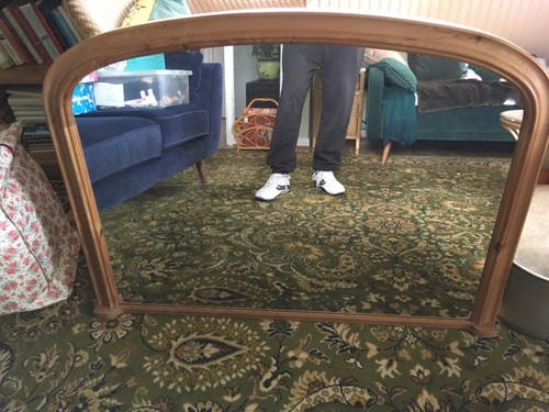 Antique pine mirror - antique, overmantle