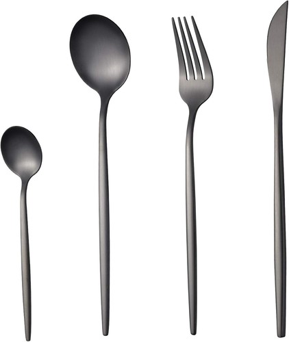 Matt black cutlery sets for - matt,