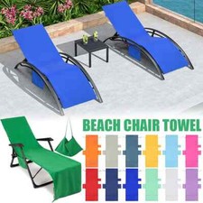Sun Beach Chair Cover Towel Side Pockets Lounge Beach Towel Cover for Sunbathing