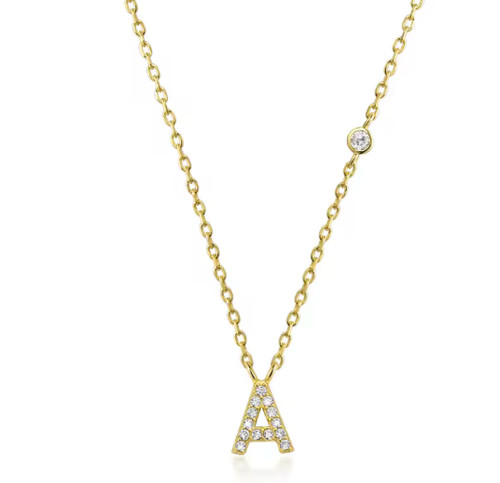 Alphabet necklace zircon - alphabet,