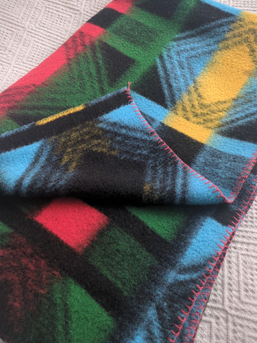 Vintage wool blanket geometric - wool,