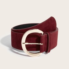 Ladies Women Fashion Retro Suede Wide Waist Belt Gold Silver Buckle Adjustable