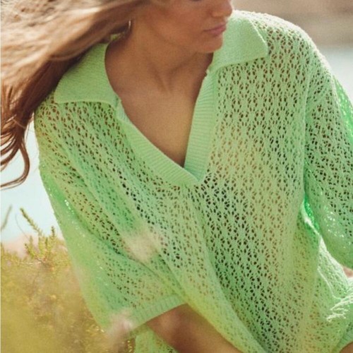 Zara lime green open knit - zara, polo