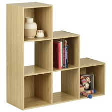 Oak Effect 6 Cube Modular Square Storage Unit 3 Tier Shelving Display #238
