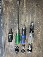 4x RATCHET SCREWDRIVERS WITH BITS. CARPENTRY/WORKSHOP
