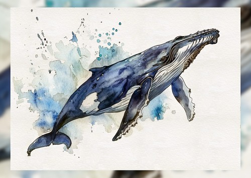 Majestic ocean whale - majestic, ink