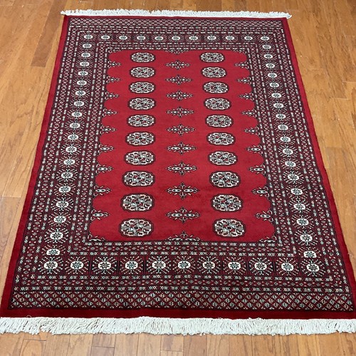 Handmade red bokhara 100 wool - red, 100%