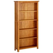 Oak Bookcase Wooden Books CD DVD Photo Frame Storage 5 Tier Wood Office Home