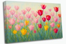Field of Tulips in Bloom – Colorful Spring Floral Canvas Print Wall Art Picture