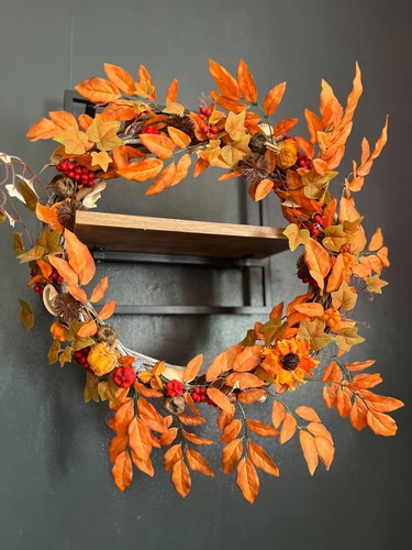 Fall wreath halloween door - fall,