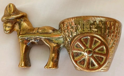 Brass donkey mule - donkey, cart