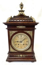 Antique Lenzkirch Carved Oak & Brass Bracket Mantel Clock G.F. Willis NORTHWICH