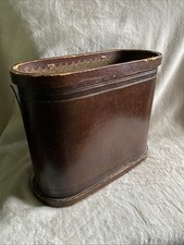 Rare Antique “Leatho” London Vintage Leather Wood  Magazine Rack Firewood Holder