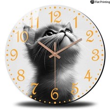 Wooden Cat Face Silent Wall