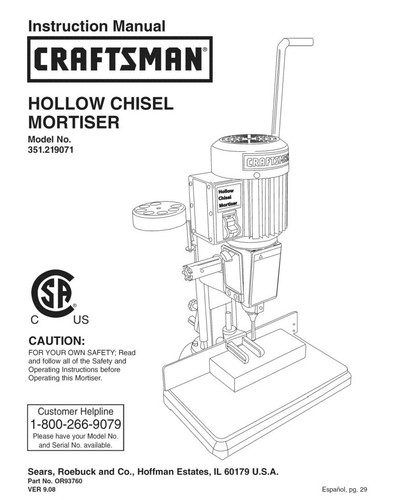 Craftsman 351 219071 hollow - craftsman, 351.219071