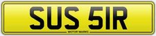 SUS 51R PRIVATE NUMBER PLATE SUSAN SUZANNE SUSIE SUZY SUE ON RETENTION DOCUMENT