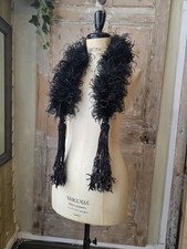 Vintage early 1900s Black Ostrich Feather Boa Silk Tassels – Flapper, Burlesque