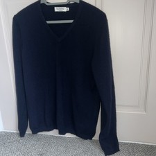 Lochmere Blue machine washable Cashmere V neck jumper size M