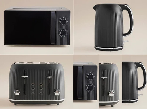 Black textured slice toaster - black,