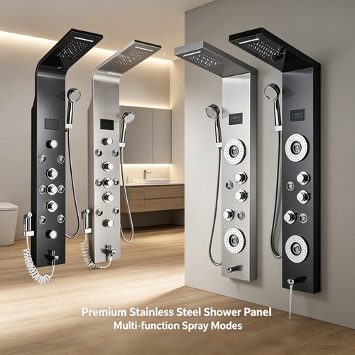 Stainless steel shower - steel, column