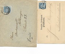 City Post Office / Hanover Mercur 2 1/2 Pf. light + dark blue on letter + on card