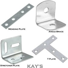MENDING PLATES BRACES STRETCHERS CORNER ANGLE TEE T BRACKETS SMALL / LARGE METAL