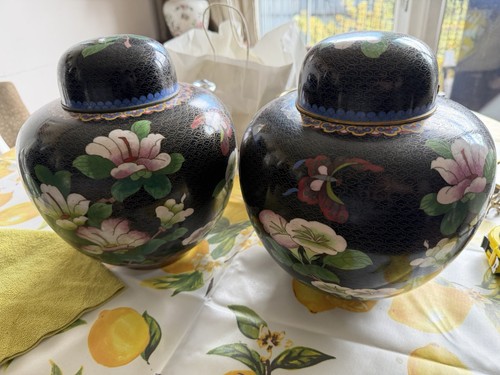 Pair vintage chinese cloisonne - vintage,