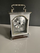 H Samuel The Jewellers, Quartz Carriage Clock,  In Silver Tone, Fully Working.