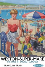 VINTAGE RAILWAY POSTER Weston