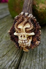 Antler deer real handle octopus design walking stick cutlery ect. hand carved A