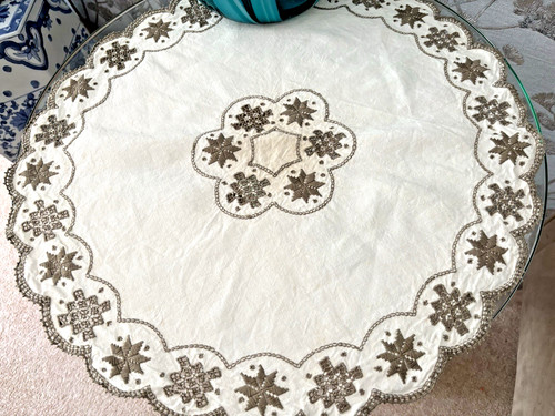 Vintage cream linen - vintage, hand