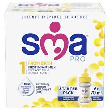 SMA PRO First Infant Baby Milk Starter Pack, Ready to Drink, From Birth 6x70ml