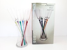 6 x Champagne Flutes Coloured Stems In A Vase John Lewis